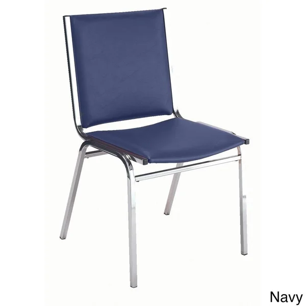 KFI 410 Armless Stacking Chair - Black Vinyl - 1in Thick Seat