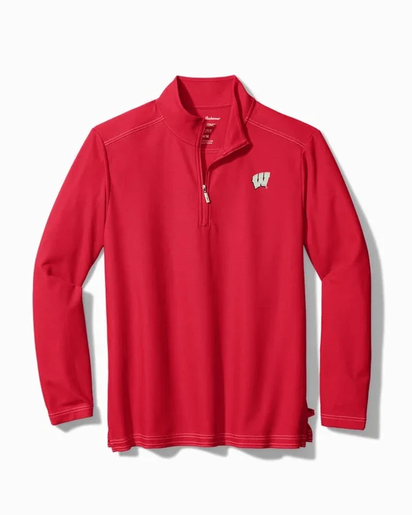 Tommy Bahama Men's Collegiate Emfielder Half-Zip - Wisconsin - Size S