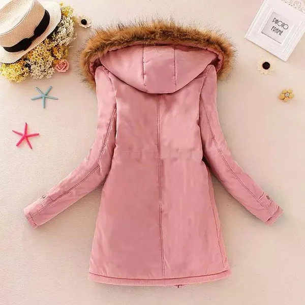 2018 Women Winter Thicken Warm Coat Female Autumn Hooded Cotton Fur Plus Size Basic Jacket Outerwear Slim Long Ladies Chaqueta D