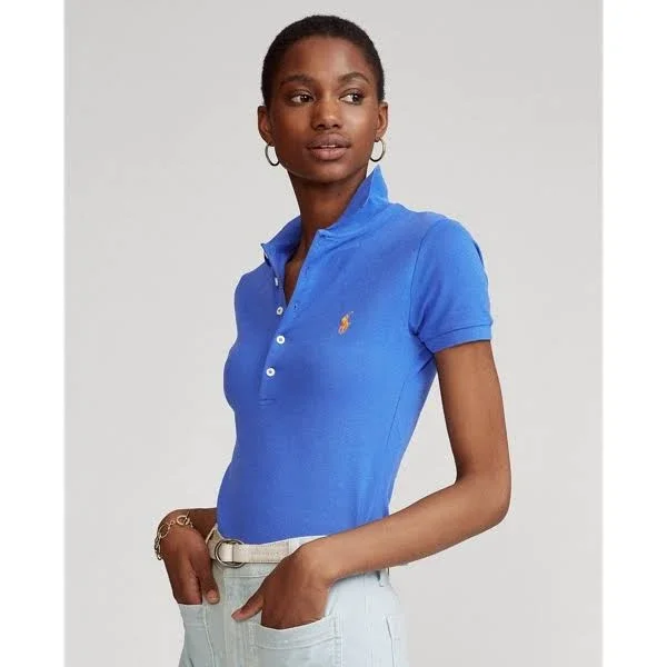 Ralph Lauren Women's Slim Fit Stretch Polo Shirt - Size S in New Iris Blue/C2427