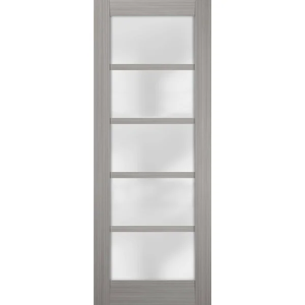 SARTODOORS Sliding Barn Door 28 x 96 with Hardware, Planum 0010 Ginger Ash, 6.6ft Rail Stops Steel, Panel Door