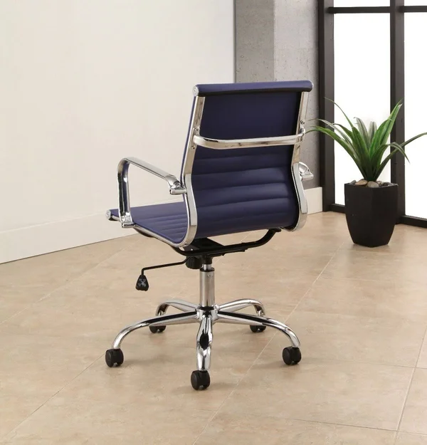 Abbyson Brentwood Silver Finish Leather Office Chair - White