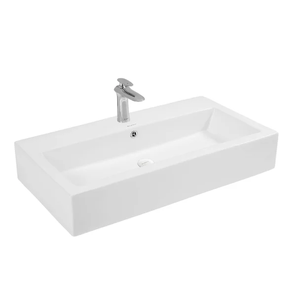 Swiss Madison Voltaire Wide Rectangle Vessel Sink in White