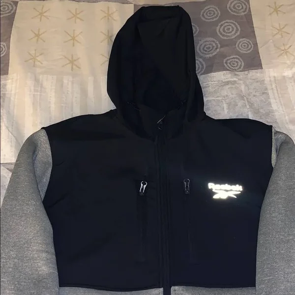 Reebok Chest Panel Hooded Jacket - Gray/Navy - L
