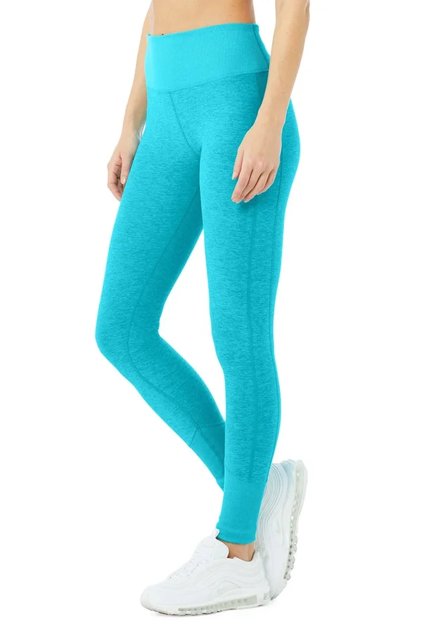 Alo Yoga, High-Waist Alosoft Lounge Legging in Bright Aqua Heather, Size: Xs