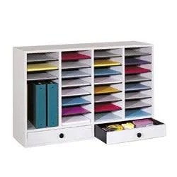 Safco Wood Adjustable Literature Organizer - 32 Compartment W. Drawer