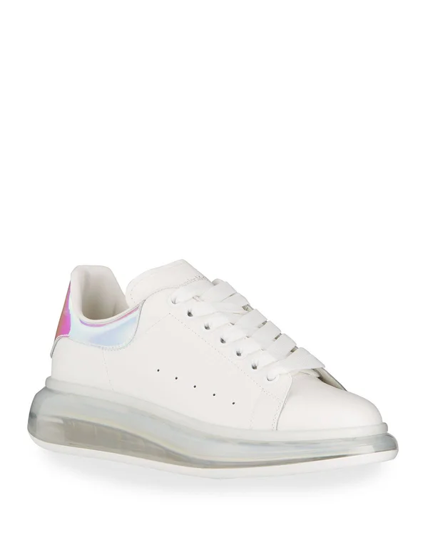 Alexander McQueen Men's Men's Oversized Gel Sole Leather Platform Sneakers - White Multi - Size 12.5