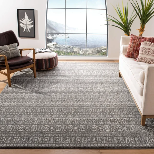 Safavieh Tulum Rug Collection TUL263F - Dark Grey - Ivory - 6&-7x22 x 6&-7x22 Round