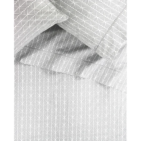 Cotton 400 Thread Count Grey Arrow Embroidered Sheet Set Twin