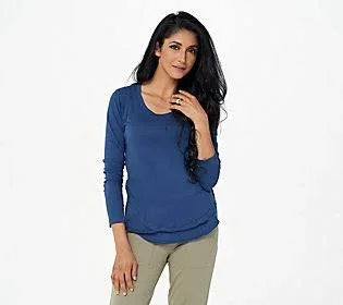 Barefoot Dreams Malibu Collection Cotton Long Sleeve Tee, Size X-Small, Royal Blue