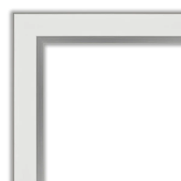 Amanti Art Narrow Eva White Silver Bathroom Vanity Wall Mirror - 43x33