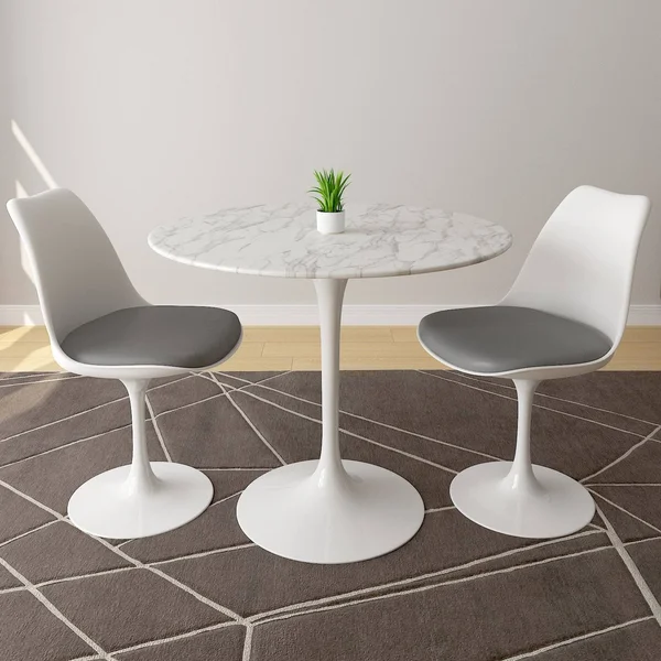 Tulip 3 Piece Marble Dining Set - 32x22 Round