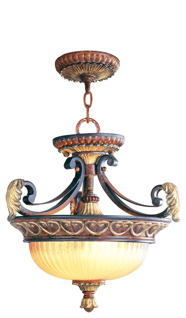 Livex Lighting Villa Verona 2 Light Convertible Chain Hang/Ceiling Mount, Bronze 8577-63