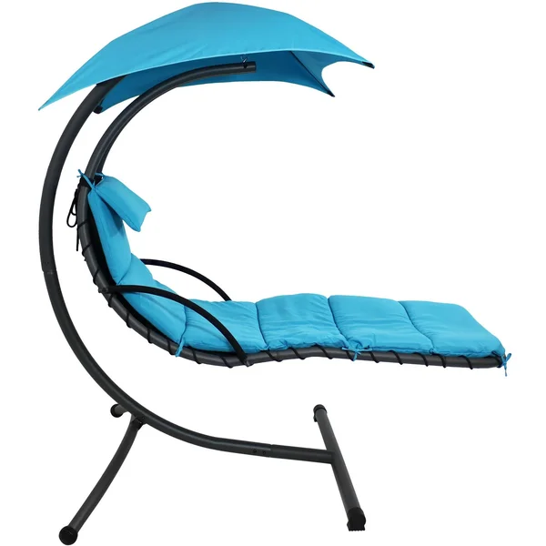 Sunnydaze Decor Floating Chaise Lounge Chair Swings with Canopy Set of 2 - Teal