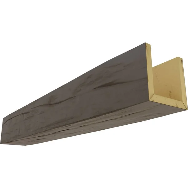 Ekena Millwork BMRW3C0060X060X144HD 6x22W x 6x22H x 12&L 3-Sided (U-beam) Riverwood Endurathane Faux Wood Ceiling Beam - Natural