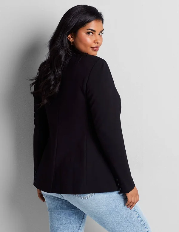 Plus Size Women's Bryant Blazer - Faux Double Breasted Ponte - Size: 20, Black, Lane Bryant