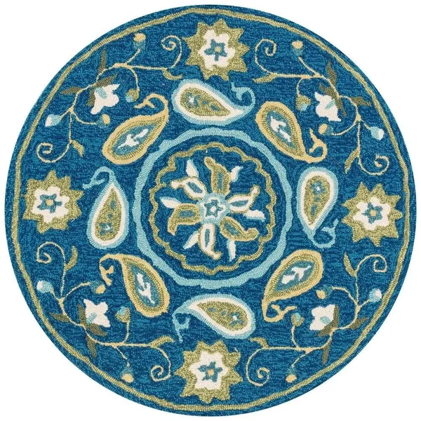 Alexander Home Valentina Hand-Hooked Floral Area Rug - Blue/Green 5& x 7&6x22