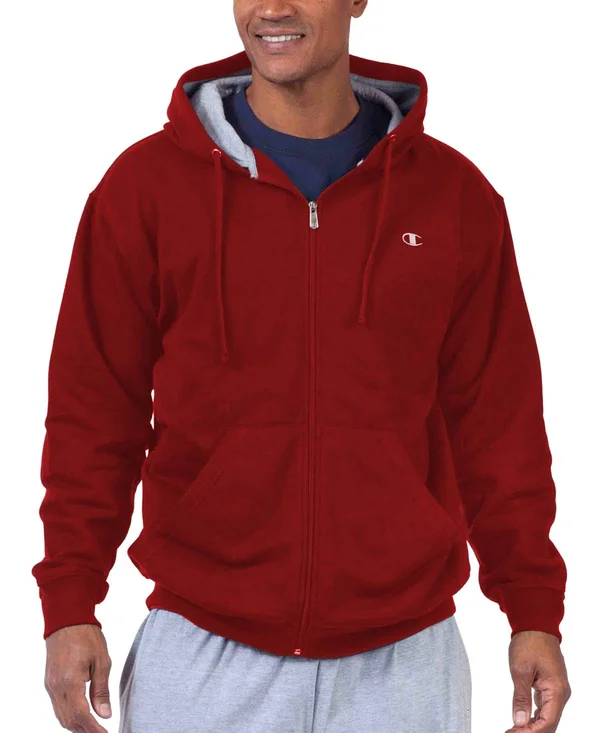 Champion CH105 Big & Tall Men's Zip Fleece Hoodie - Crimson - 5XL