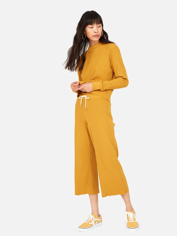 Organic Thermal Wide Leg Pant Turmeric, S