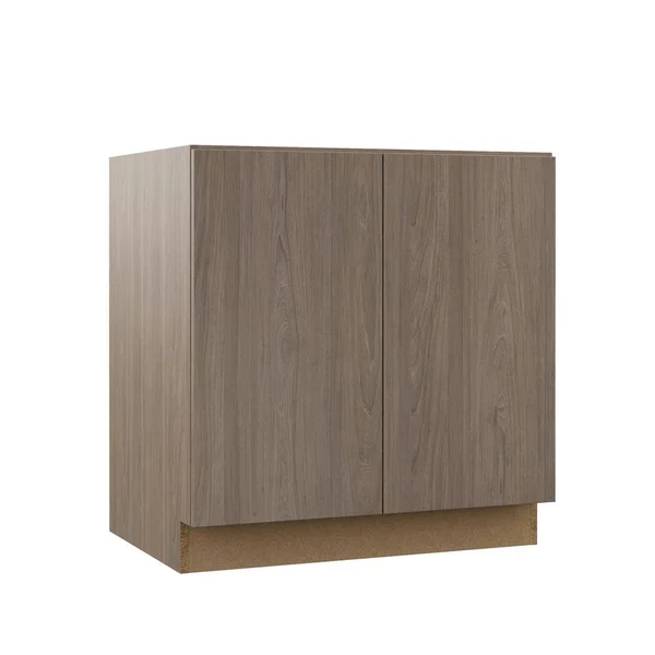 Hampton Bay Designer Series Edgeley Assembled 33x34.5x21 in. Full Door Height Bathroom Vanity Base Cabinet in Driftwood - Brown