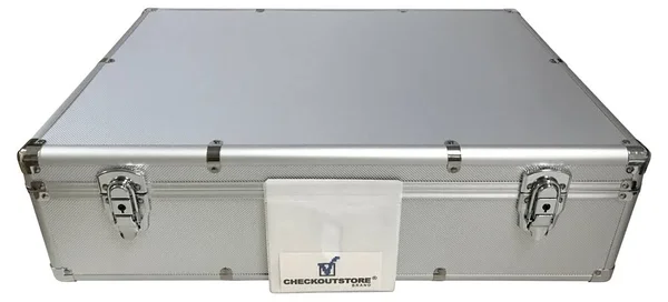 CheckOutStore Aluminum CD/DVD Storage Box (Holds 1000 Discs) Silver, 580 mm x 420 mm x 164 mm