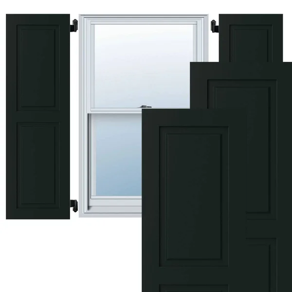 Ekena Millwork 18x22 x 39x22 True Fit PVC Two Equal Raised Panel Shutters - Thermal Green (Per Pair)