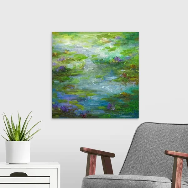 Water Lily Pond 1, Canvas Wall Art, 20x20, Great Big Canvas