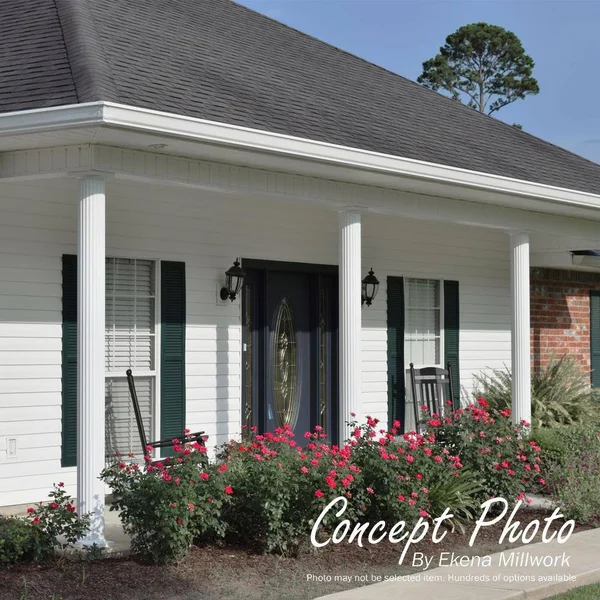 6x22 x 8& Endura-Aluminum Column - Round Shaft (Load-Bearing 20, 000 lbs), Non-Tapered, Fluted, Textured White Finish w/ Capital u