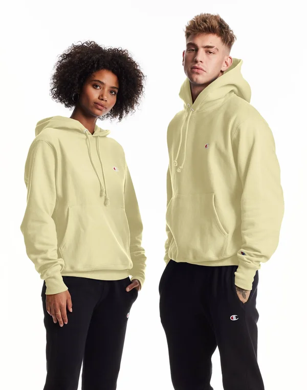 Men's Champion Life REVERSE Weave Hoodie - C Logo Lemon Glacier L
