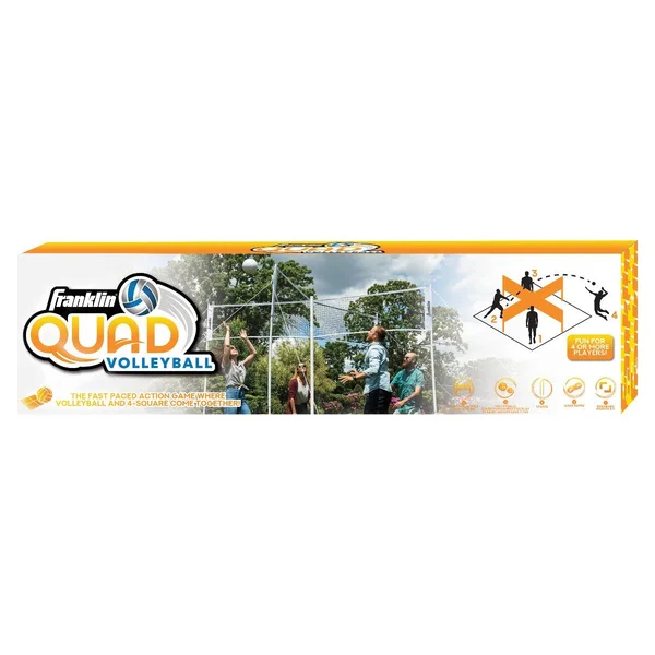 Franklin Sports Quad Volleyball - Volleyball Meets 4 Square - Complete Net System - Jumbo and Traditional Volleyballs Included, B