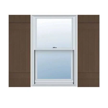 14 inchw x 28 inchh Lifetime Vinyl - Custom Four Board Joined (2 Batten), Board-n-Batten Shutters, w/Shutter-Loks (Per Pair), Fed