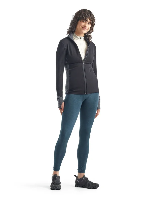 Icebreaker Women's Descender LS Zip Top - Xs - Black - Monsoon