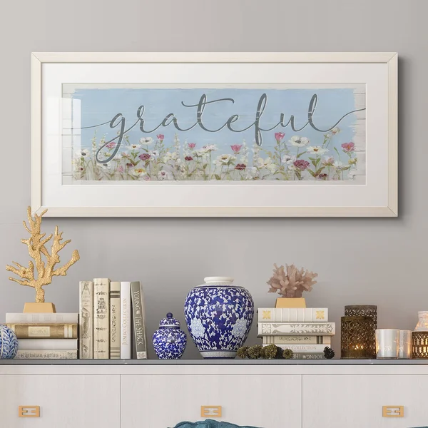 Bloomin Around Grateful-Premium Gallery Framed Print - Wood - White