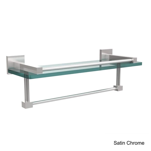 Allied Brass Montero Collection 16-inch Gallery Glass Shelf with Towel Bar - Polished Brass