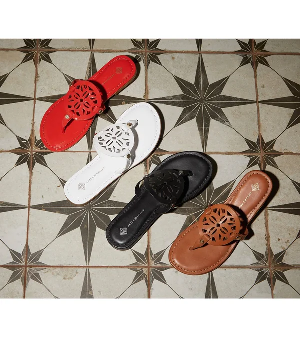 Antonio Melani Lindenie Patent Leather Flat Sandals - 7m