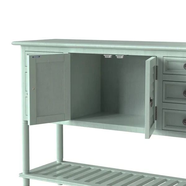 45&& Console Table Sofa Table with 6 Draweru0026 1 Cabinetu0026 1 Shelf - Green - Light Green - Wood