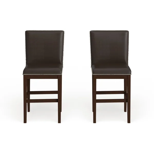 Strick & Bolton Hugo 24-inch Faux Leather Counter Stool (Set of 2) (White)