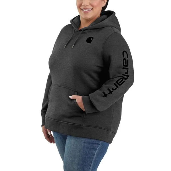 Carhartt Women's Clarksburg Graphic Sleeve Hoodie - Large, Folkstone Gray Space Dye