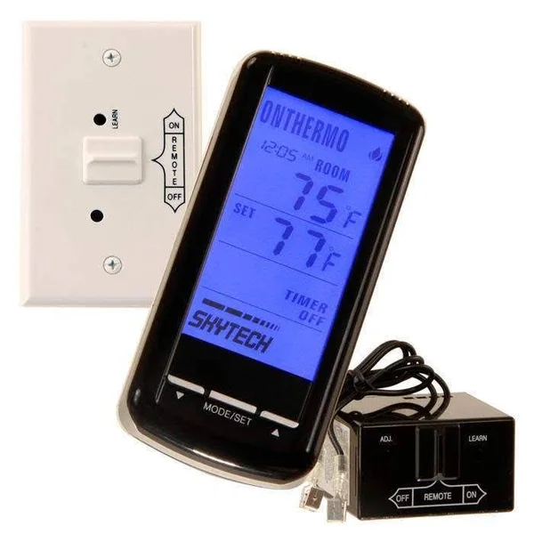 Skytech 5301 Timer/Thermostat Fireplace Remote Control with Backlit Touch Screen, Black