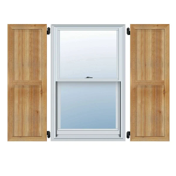 21 1/2x22W x 23x22H TimberCraft Four 5 3/8x22 Boards Framed Board-n-Batten Shutters - Rough Sawn Western Red Cedar (Per Pair)