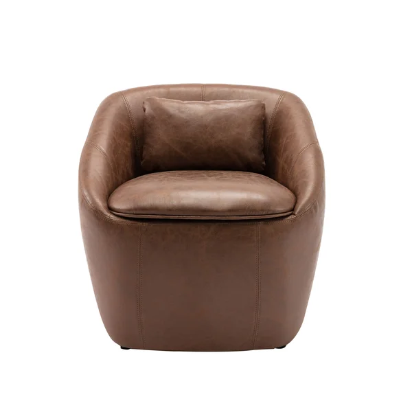 WOVENBYRD Barrel Chair with Storage Seat and Ottoman - Brown