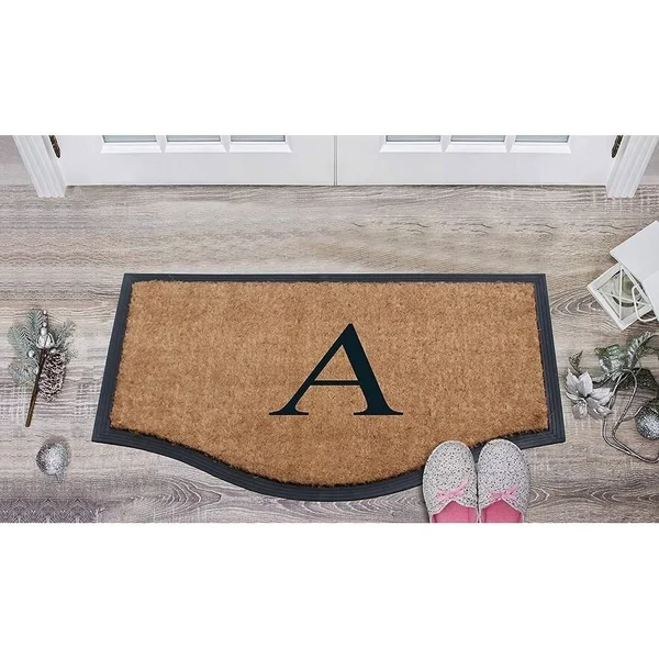 A1 Home Collections A1hc Black/Beige 23.6 in. x 37.4 in. Rubber and Coir Non-Slip Extra Large Heavy Duty Monogrammed J Double Do