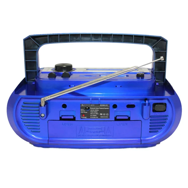 Technical Pro Rechargeable Solar Powered Portable Speaker W Bluetooth & USB - Lightweight On-The-Go Speaker, Blue