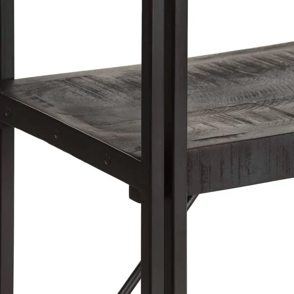 ZNTS 5-Tier Bookcase Black 35.4x22x11.8x22x70.9x22 Solid Mango Wood 320622