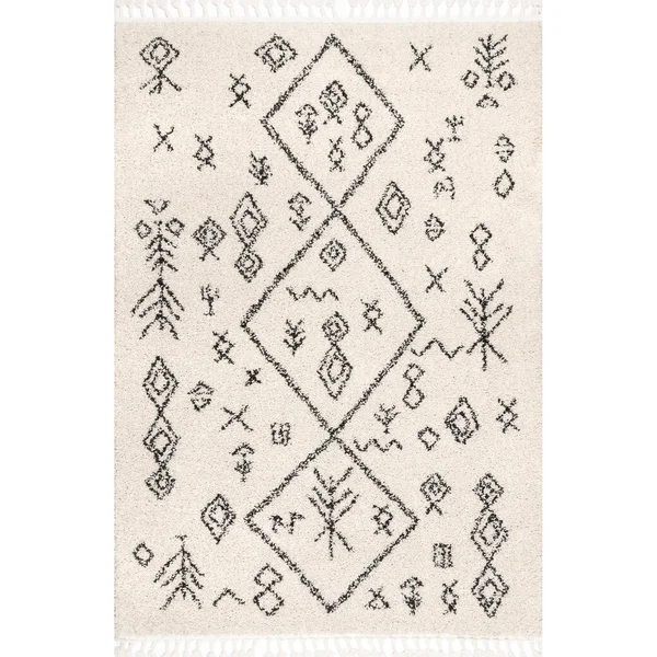 nuLOOM Rugs Kayla Moroccan Abstract Tassel Off White 6& 7x22 x 9& Area Rug