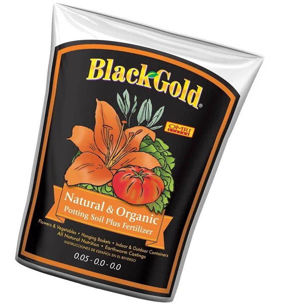 SunGro SUGRBG2 Black Gold Natural & Organic Potting Soil Bag Plus Fertilizer, 2 Cubic Feet (10 Pack)