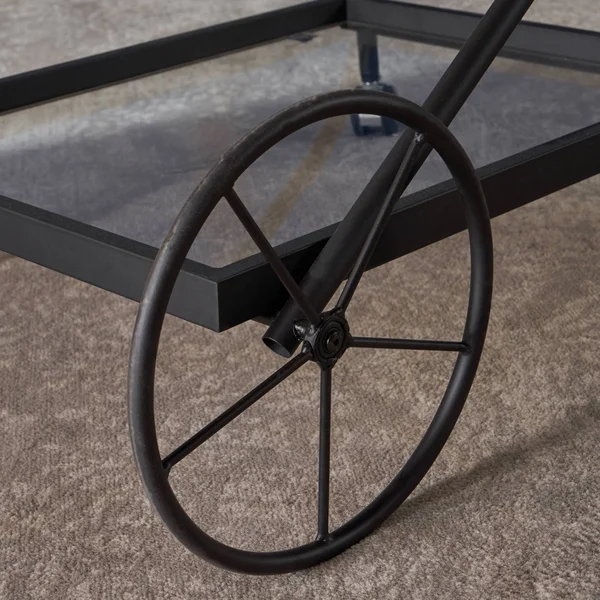 Christopher Knight Home Perley Traditional Iron Glass Bar Cart with Shelves by - Black
