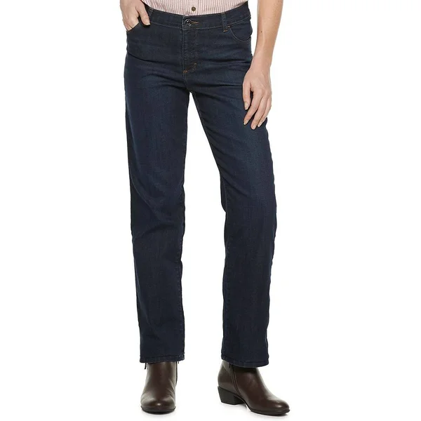 Women's Lee Relaxed Fit Straight-leg Jeans, Size: 8 Tall, Dark Blue