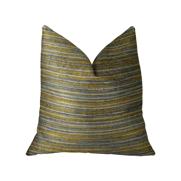Plutus Vermont Blue and Taupe Handmade Luxury Pillow 26x22L x26x22W