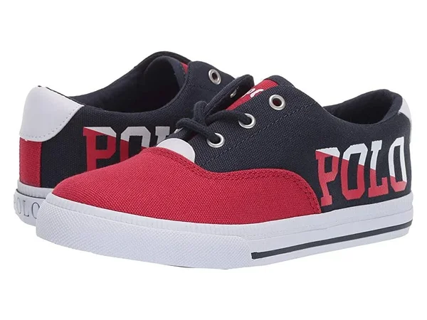 Boys& Polo Ralph Lauren Vaughn II Sneaker - Little Kid - Child, Size: 11.5, Navy/Red/White Canvas/Cotton